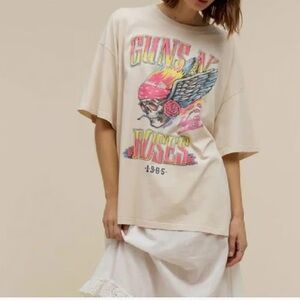 Daydreamer Flaming Skull Graphic Guns and Roses Band T-Shirt NWT in bag.